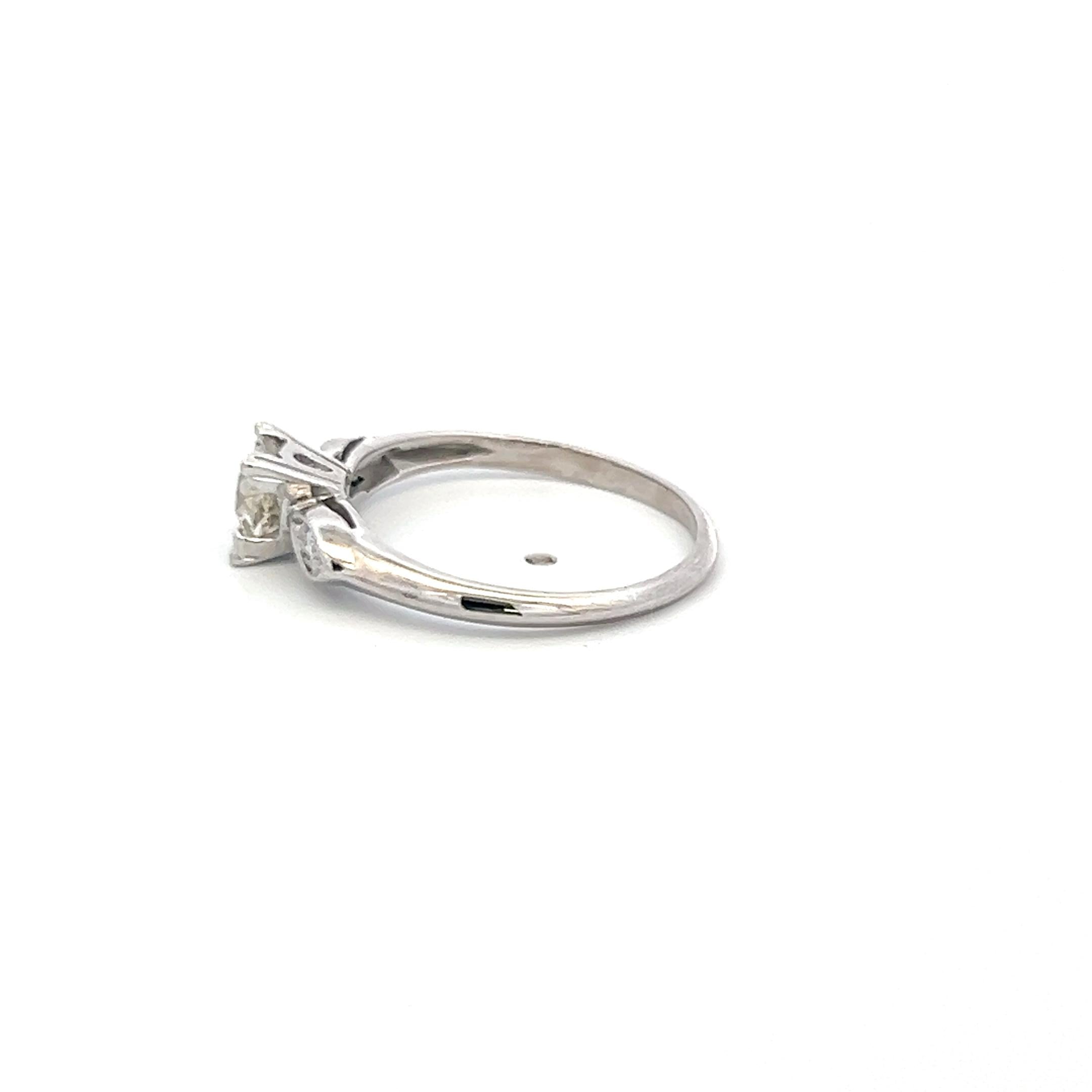 Vintage Platinum Engagement Ring with 0.6 Carat Old European Cut J-VS Diamond
