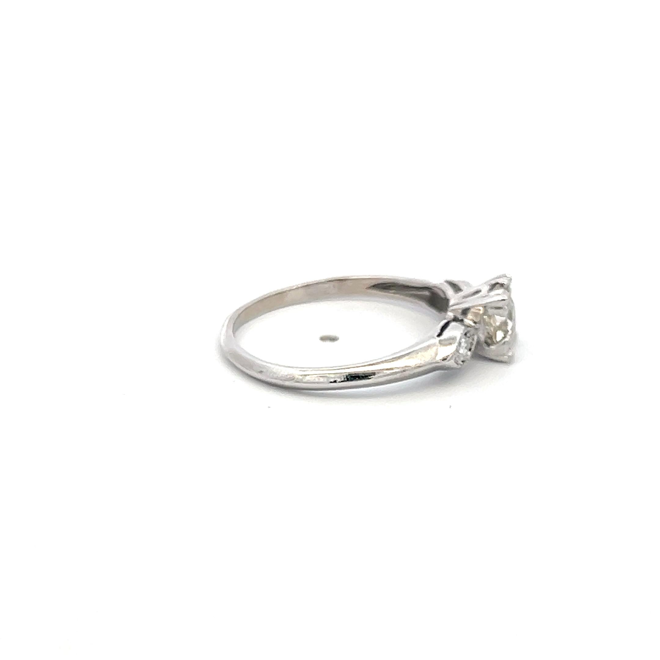 Vintage Platinum Engagement Ring with 0.6 Carat Old European Cut J-VS Diamond