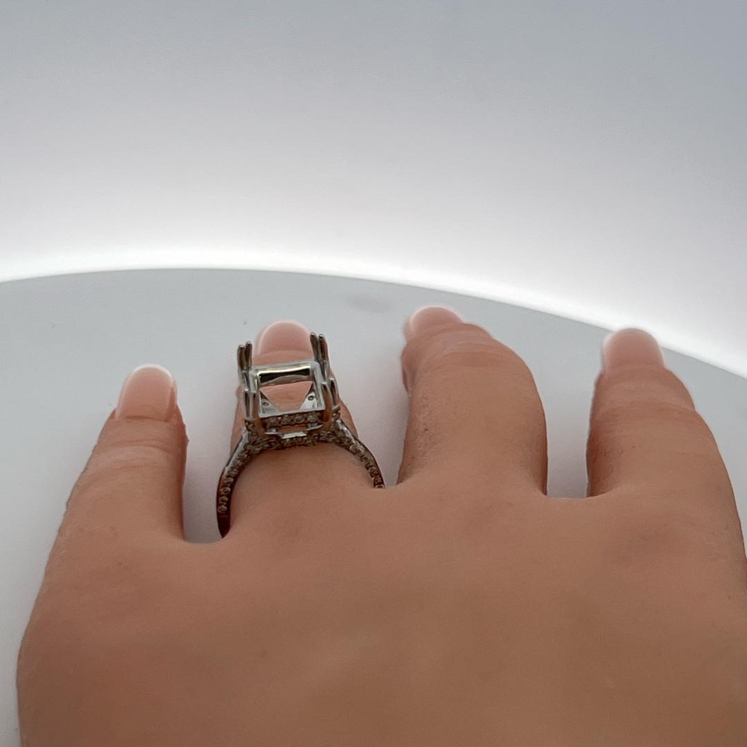 Platinum Semi Mount Ring with 1.42 Carat Diamonds Fits 14.1x8.8mm Center Stone