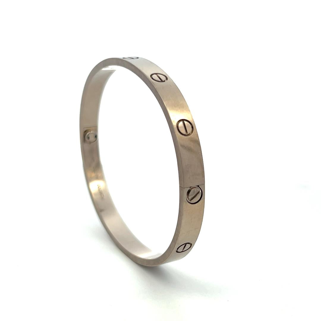 Cartier Vintage 18 Karat White Gold Love Bracelet 43.58 Grams Size 19
