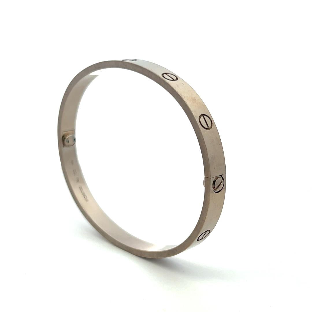 Cartier Vintage 18 Karat White Gold Love Bracelet 43.58 Grams Size 19