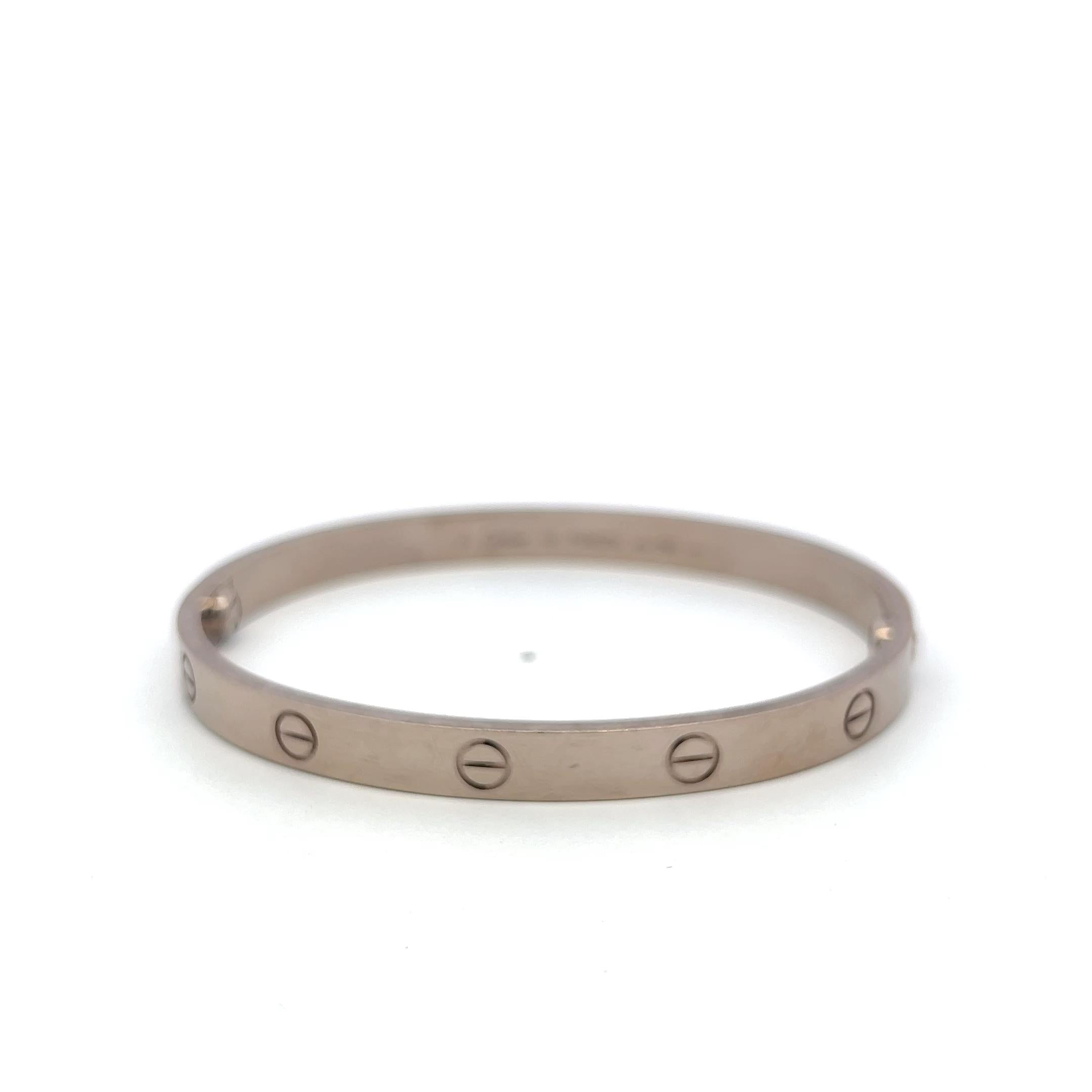 Cartier Vintage 18 Karat White Gold Love Bracelet 43.58 Grams Size 19