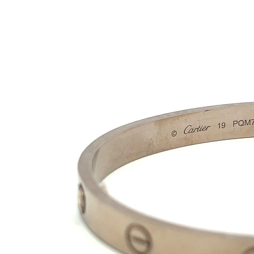 Cartier Vintage 18 Karat White Gold Love Bracelet 43.58 Grams Size 19