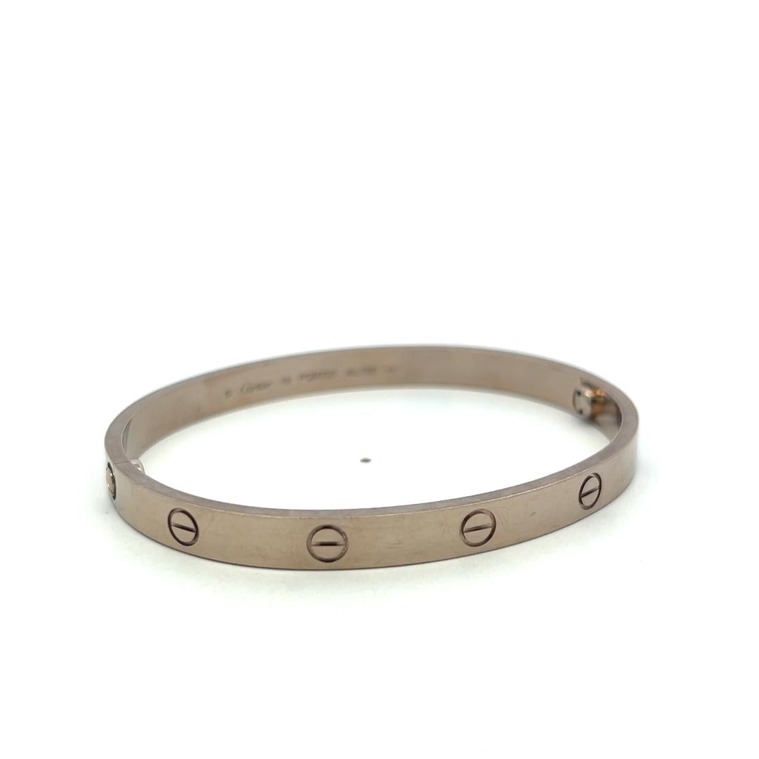 Cartier Vintage 18 Karat White Gold Love Bracelet 43.58 Grams Size 19