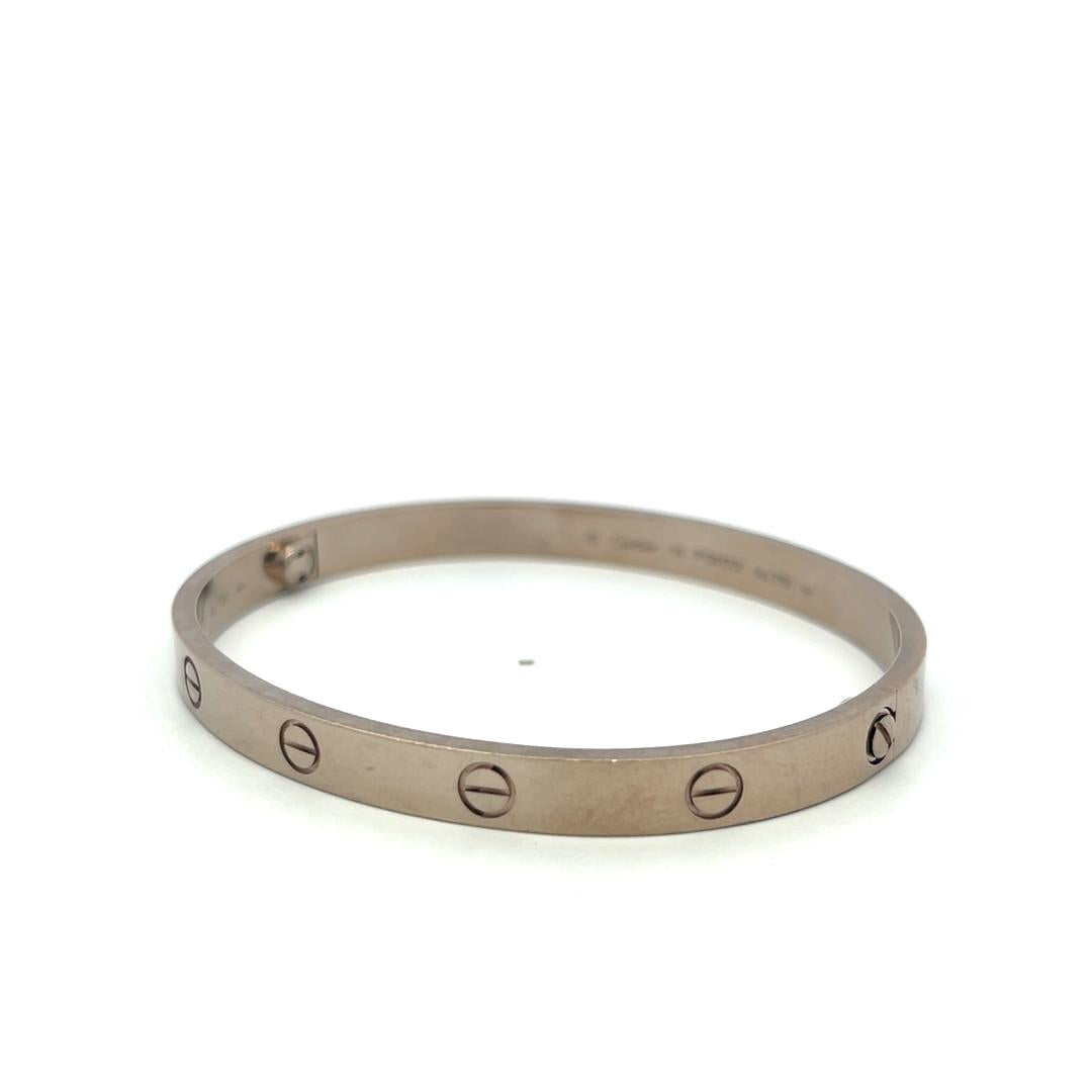 Cartier Vintage 18 Karat White Gold Love Bracelet 43.58 Grams Size 19