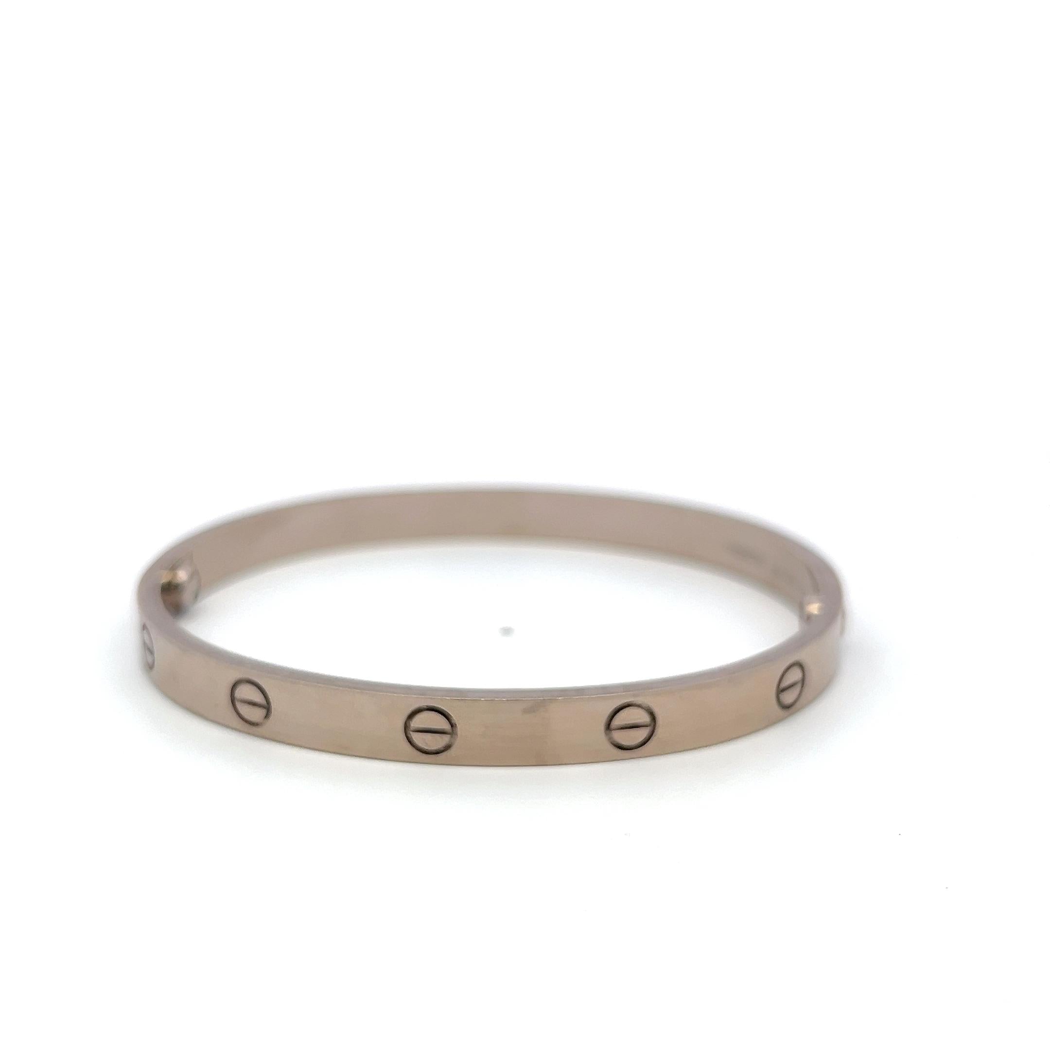 Cartier Vintage 18 Karat White Gold Love Bracelet 43.58 Grams Size 19