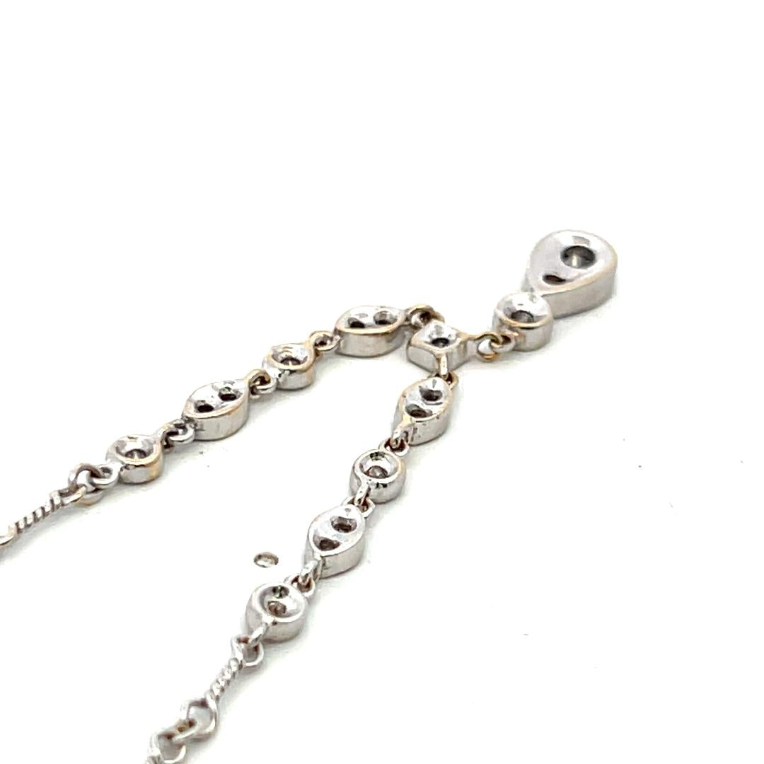 Vintage 18K White Gold Pendant Necklace with 0.65 Carat Round H VS Diamonds