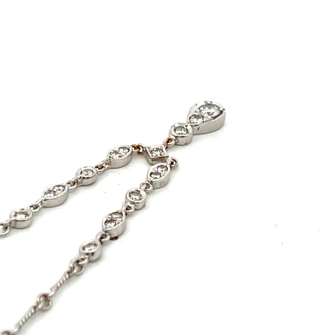 Vintage 18K White Gold Pendant Necklace with 0.65 Carat Round H VS Diamonds