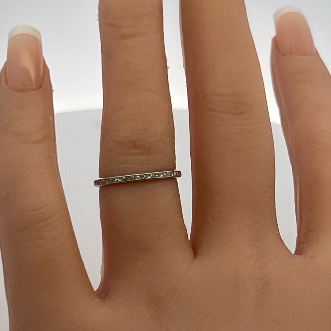 Vintage Platinum Eternity Band Ring 0.13 Carat Round Diamond Size 6