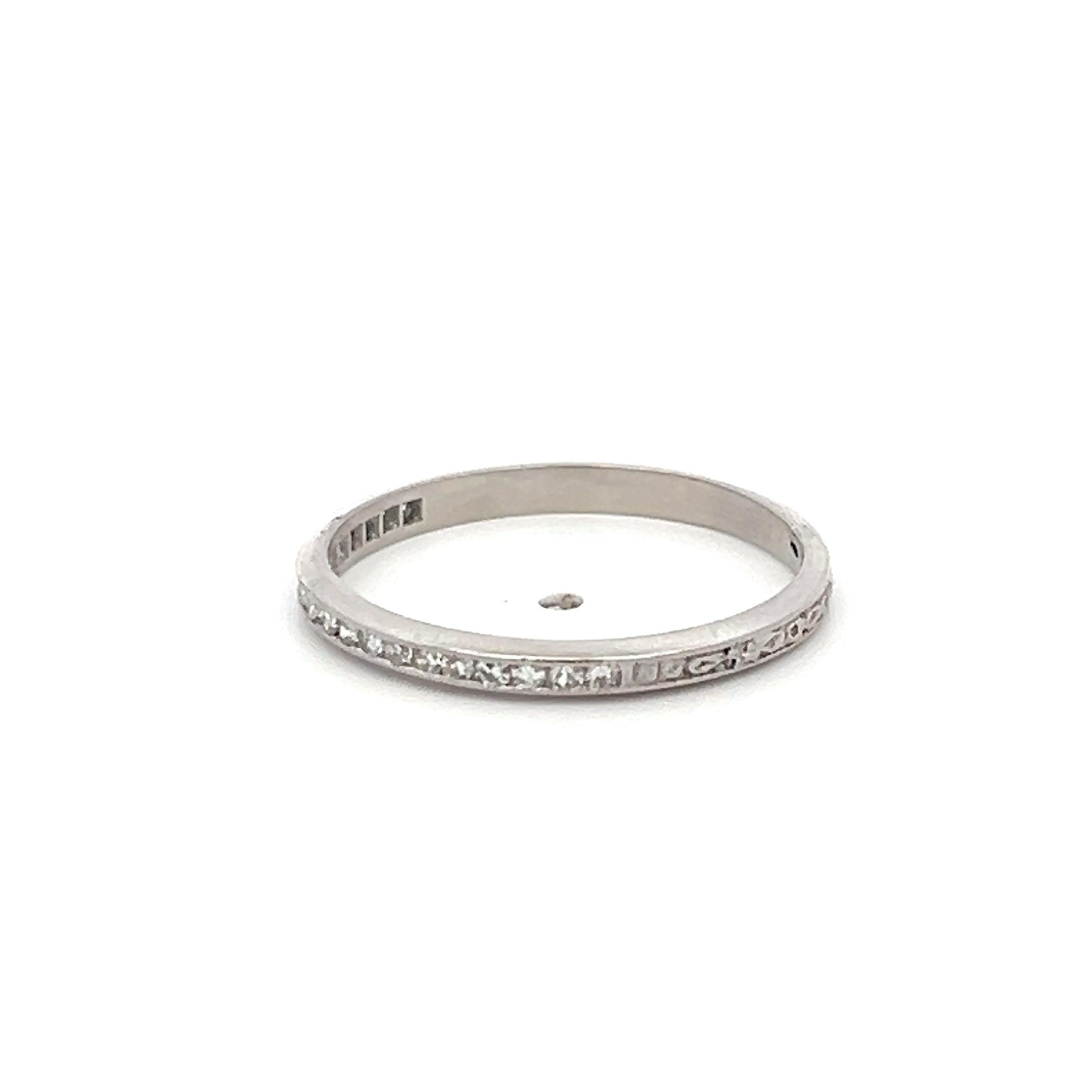 Vintage Platinum Eternity Band Ring 0.13 Carat Round Diamond Size 6