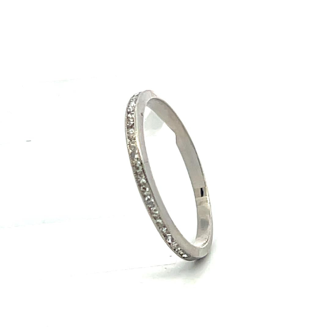 Vintage Platinum Eternity Band Ring 0.13 Carat Round Diamond Size 6