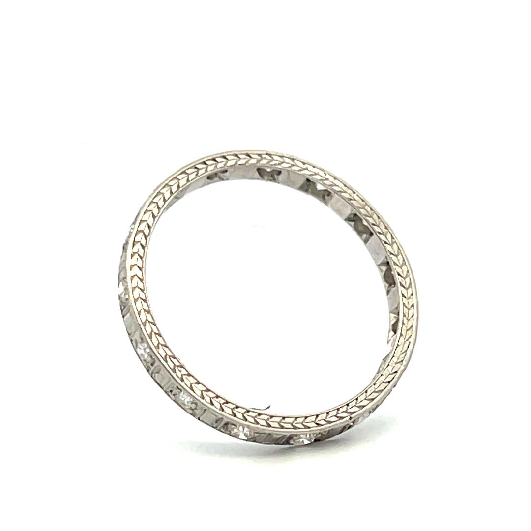 Vintage Platinum Eternity Band Ring 0.37 Carat Old Euro Diamonds Size 9.25