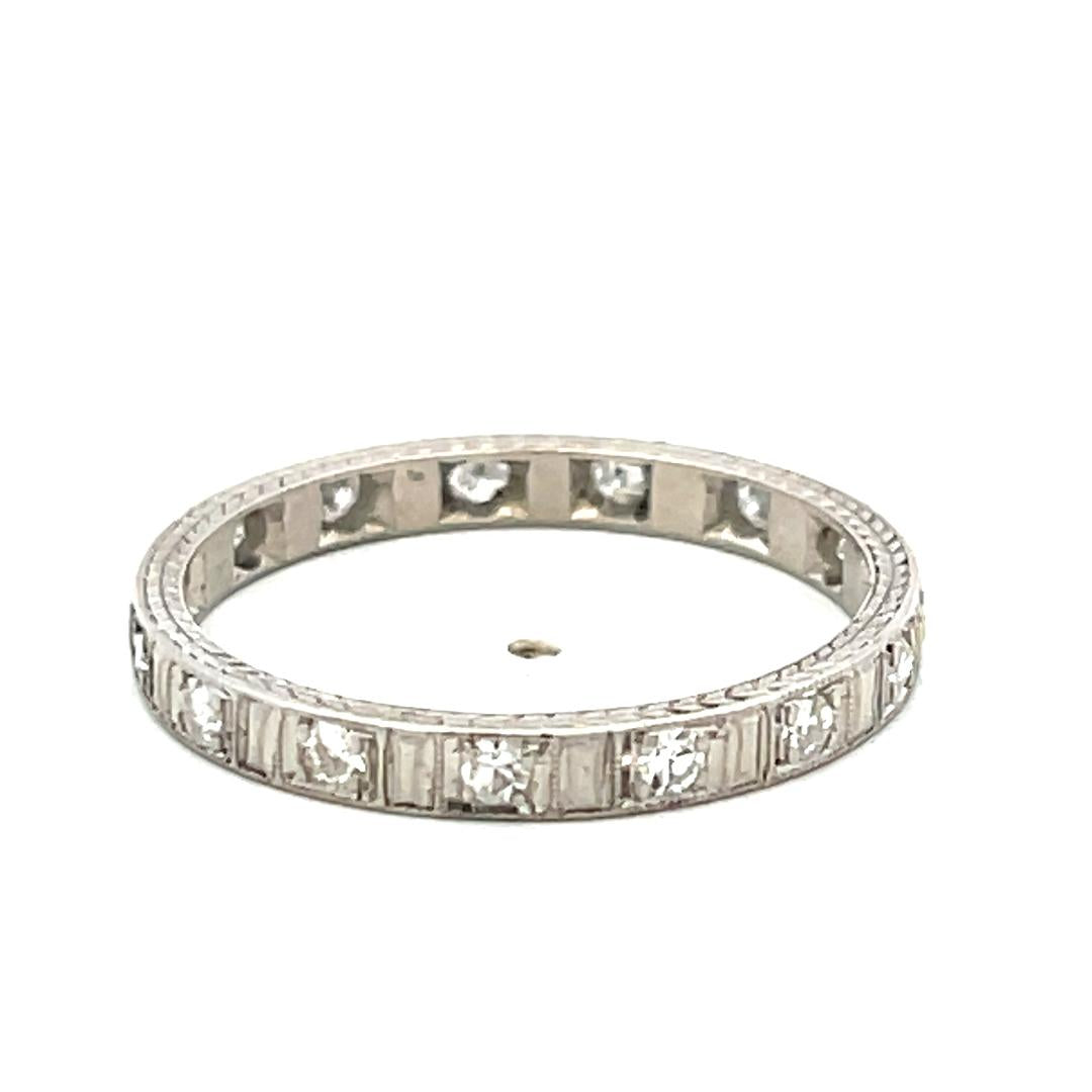 Vintage Platinum Eternity Band Ring 0.37 Carat Old Euro Diamonds Size 9.25