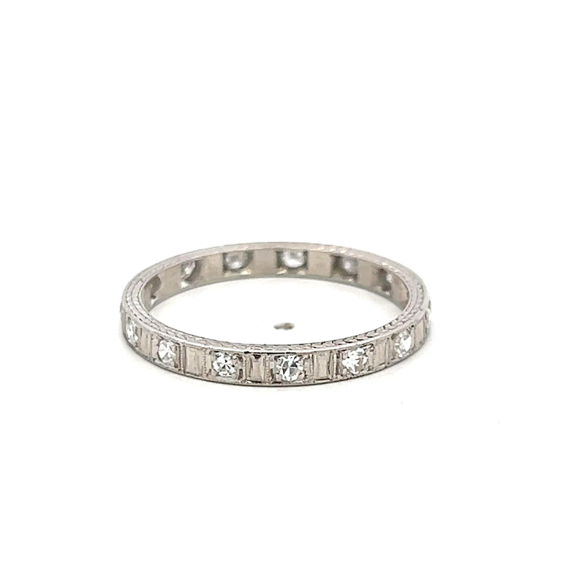 Vintage Platinum Eternity Band Ring 0.37 Carat Old Euro Diamonds Size 9.25