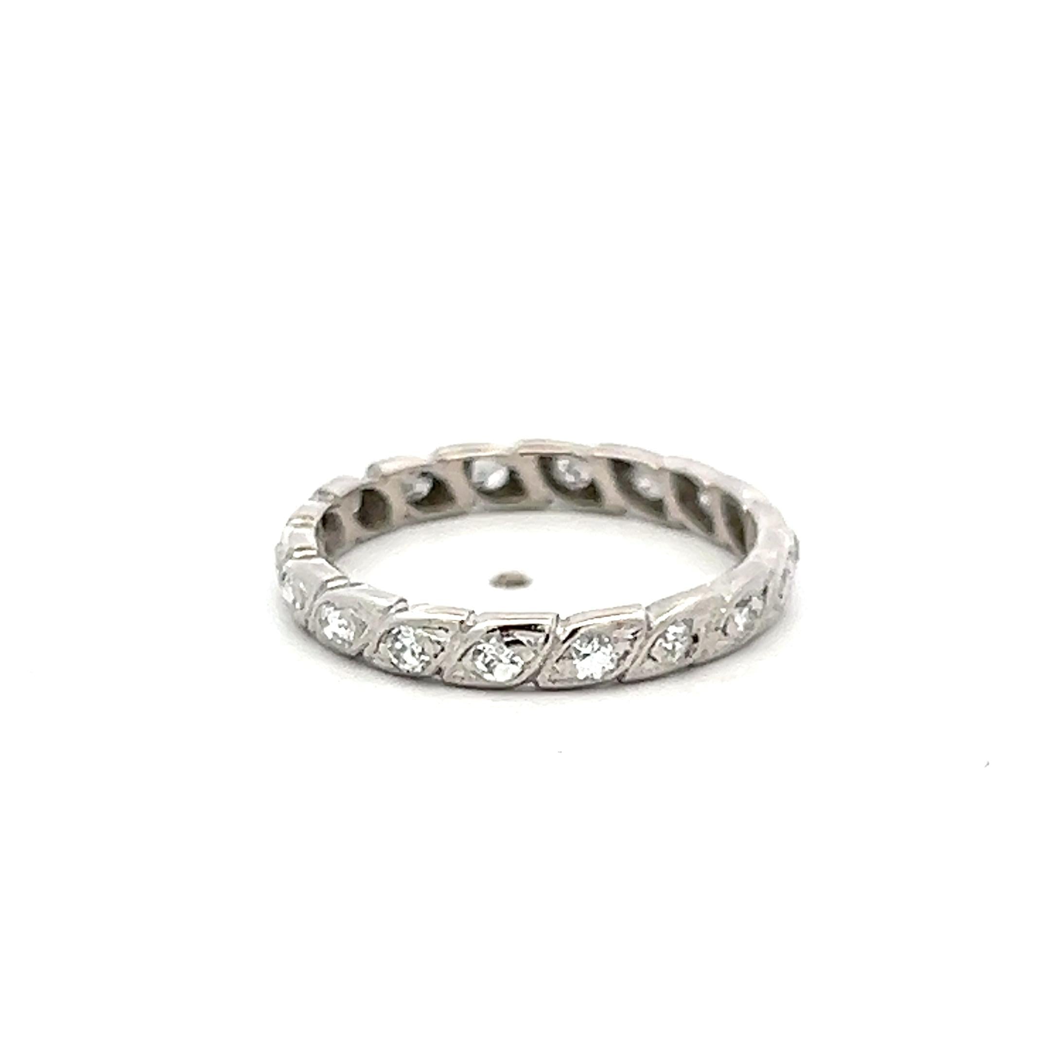 Vintage Platinum Eternity Band Ring 2.46 Grams 0.19 carat Round Diamonds G-VS