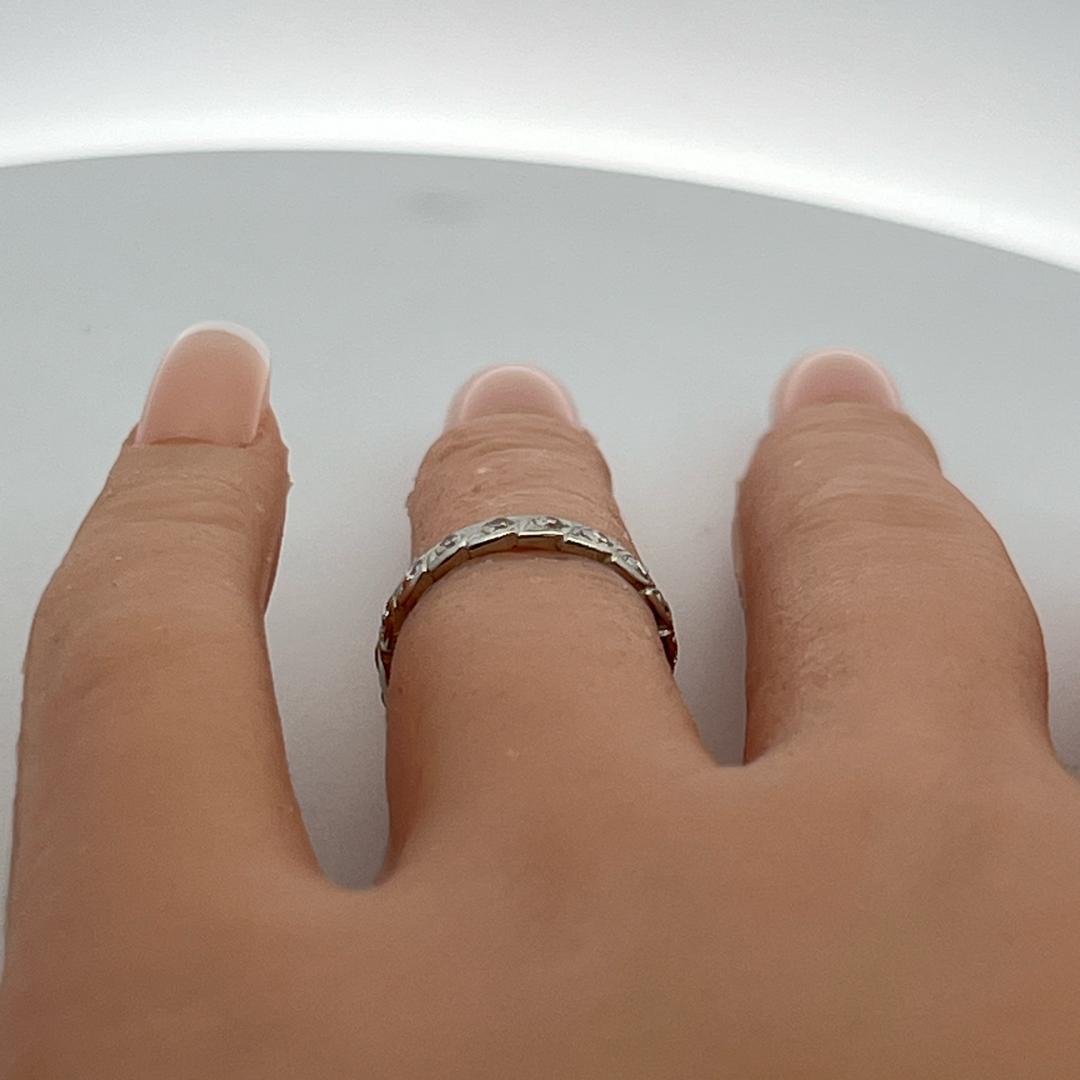Vintage Platinum Eternity Band Ring 2.46 Grams 0.19 carat Round Diamonds G-VS