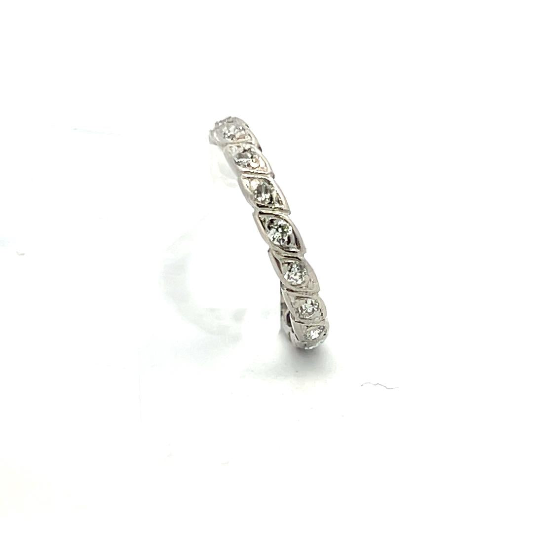 Vintage Platinum Eternity Band Ring 2.46 Grams 0.19 carat Round Diamonds G-VS