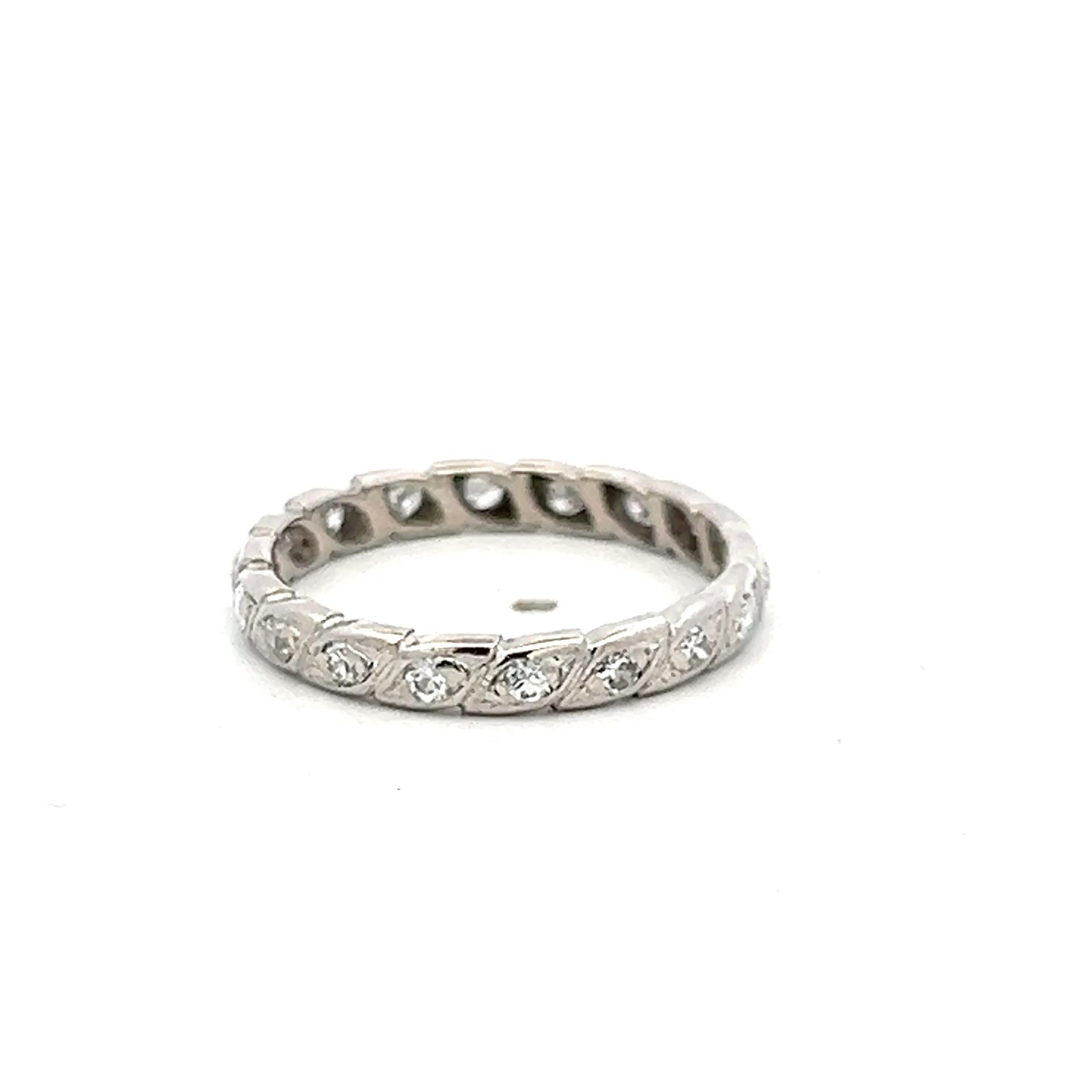 Vintage Platinum Eternity Band Ring 2.46 Grams 0.19 carat Round Diamonds G-VS