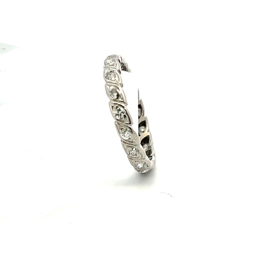 Vintage Platinum Eternity Band Ring 2.46 Grams 0.19 carat Round Diamonds G-VS