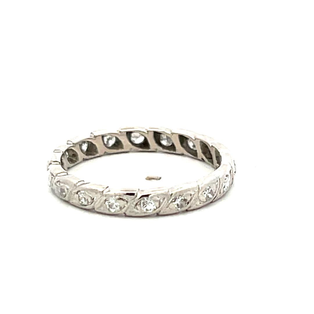 Vintage Platinum Eternity Band Ring 2.46 Grams 0.19 carat Round Diamonds G-VS