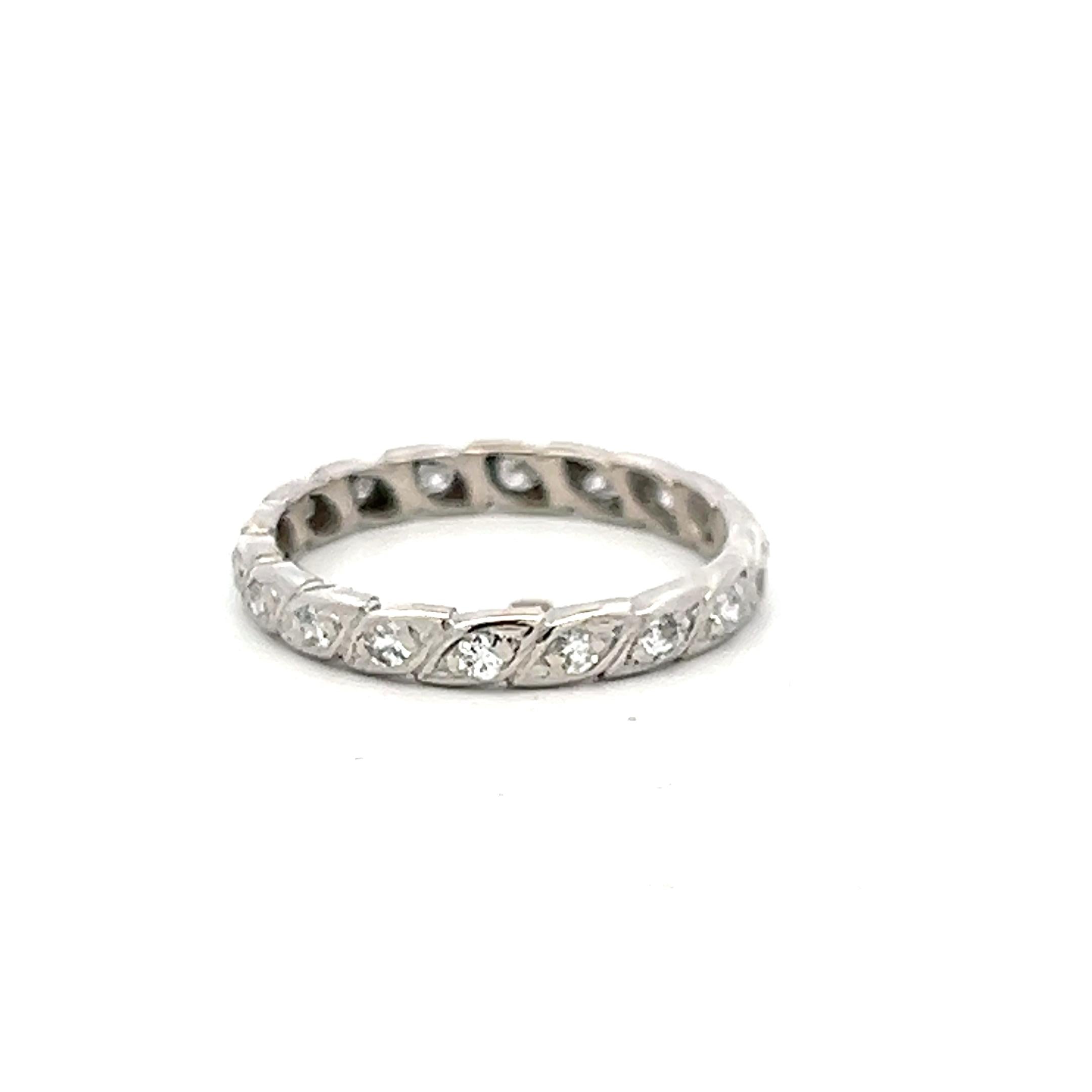 Vintage Platinum Eternity Band Ring 2.46 Grams 0.19 carat Round Diamonds G-VS
