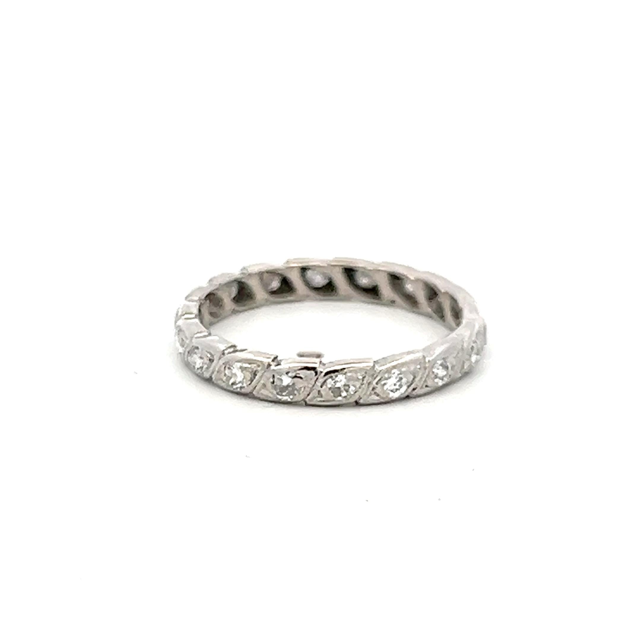 Vintage Platinum Eternity Band Ring 2.46 Grams 0.19 carat Round Diamonds G-VS