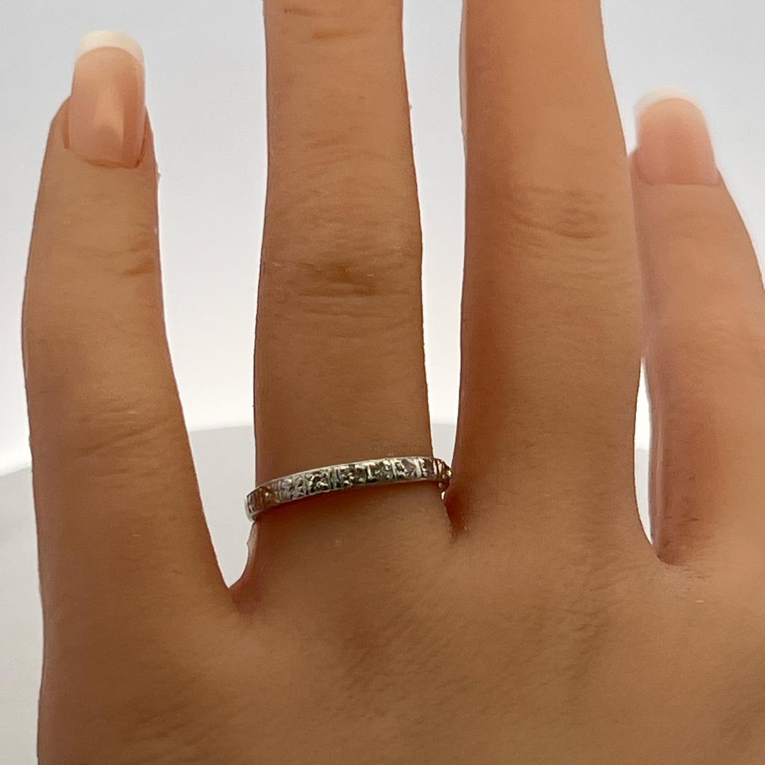 Vintage Platinum Eternity Band Ring 0.2 Carat Round G SI Diamonds Size 7.5