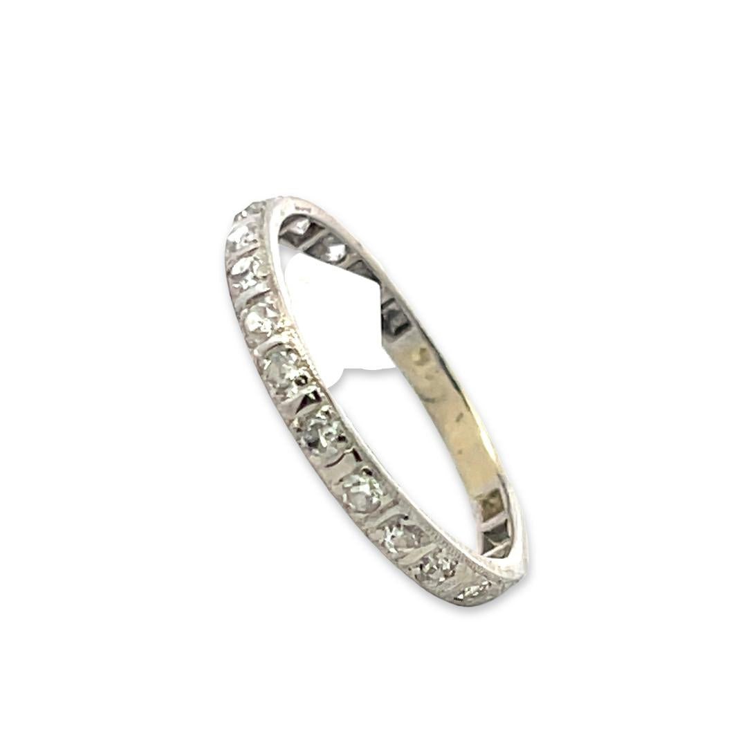 Vintage Platinum Eternity Band Ring 0.2 Carat Round G SI Diamonds Size 7.5