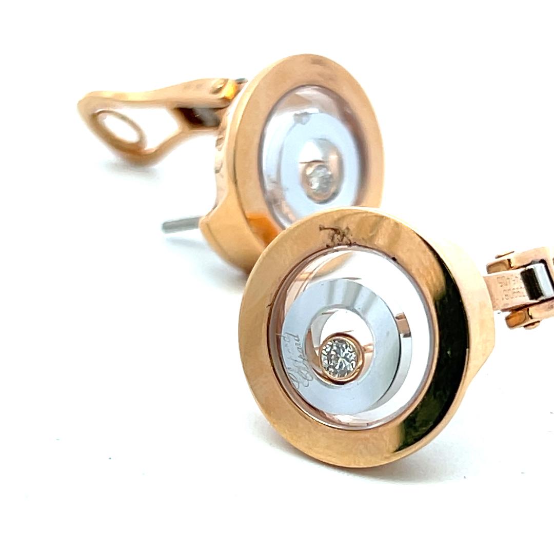 Chopard 18K Rose Gold Clip On Earrings with 0.14 Carat Round F VS Diamonds