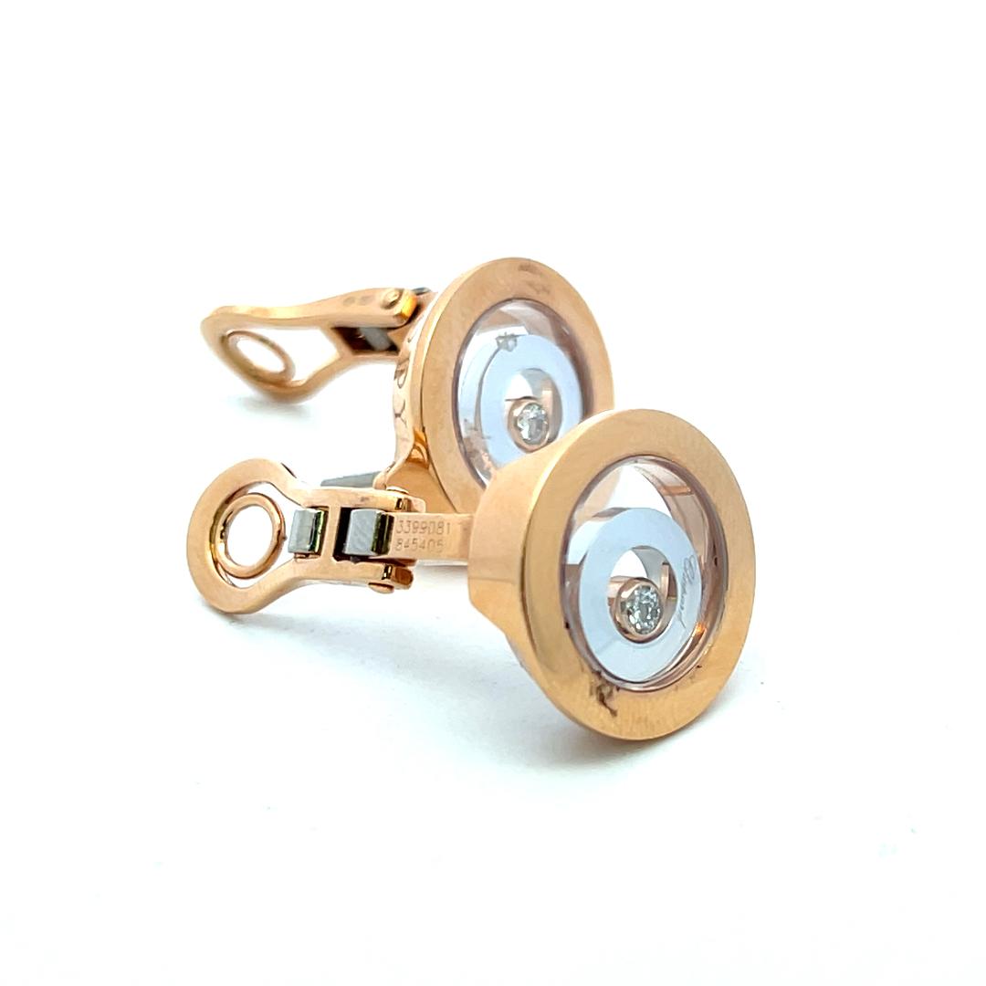 Chopard 18K Rose Gold Clip On Earrings with 0.14 Carat Round F VS Diamonds