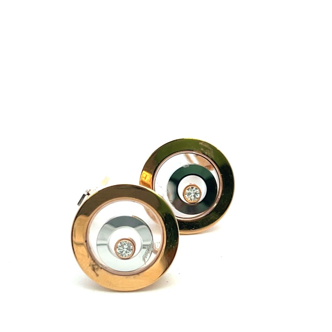 Chopard 18K Rose Gold Clip On Earrings with 0.14 Carat Round F VS Diamonds