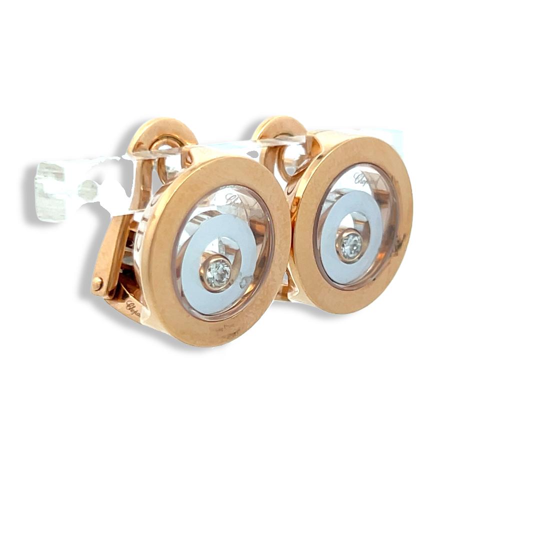 Chopard 18K Rose Gold Clip On Earrings with 0.14 Carat Round F VS Diamonds