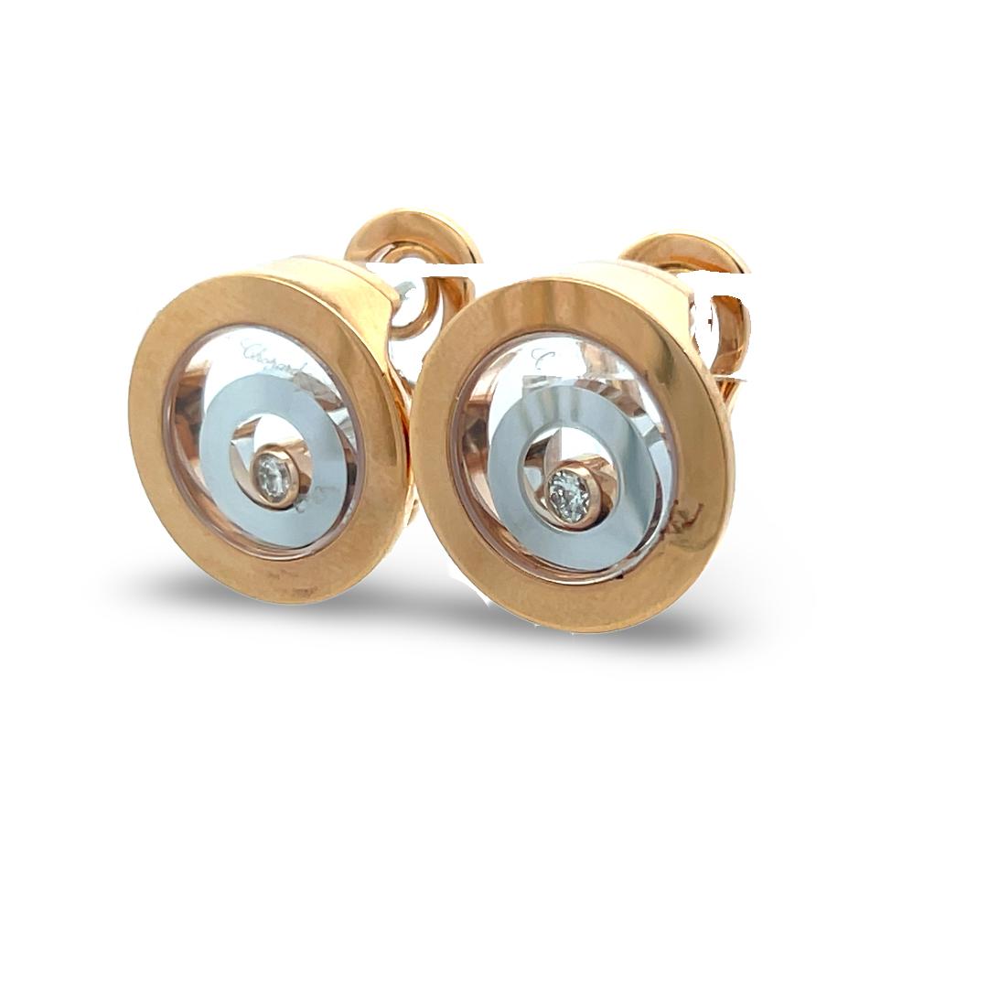 Chopard 18K Rose Gold Clip On Earrings with 0.14 Carat Round F VS Diamonds