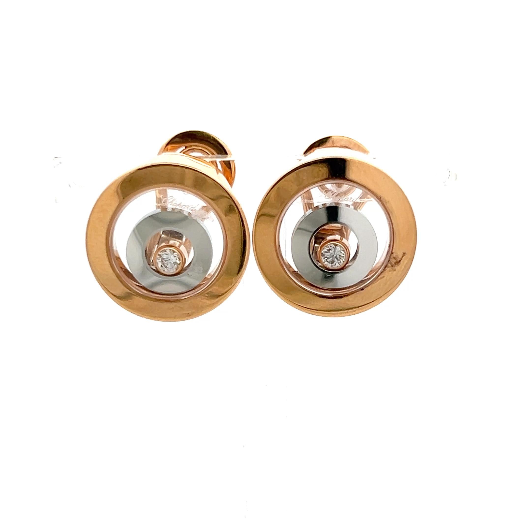Chopard 18K Rose Gold Clip On Earrings with 0.14 Carat Round F VS Diamonds