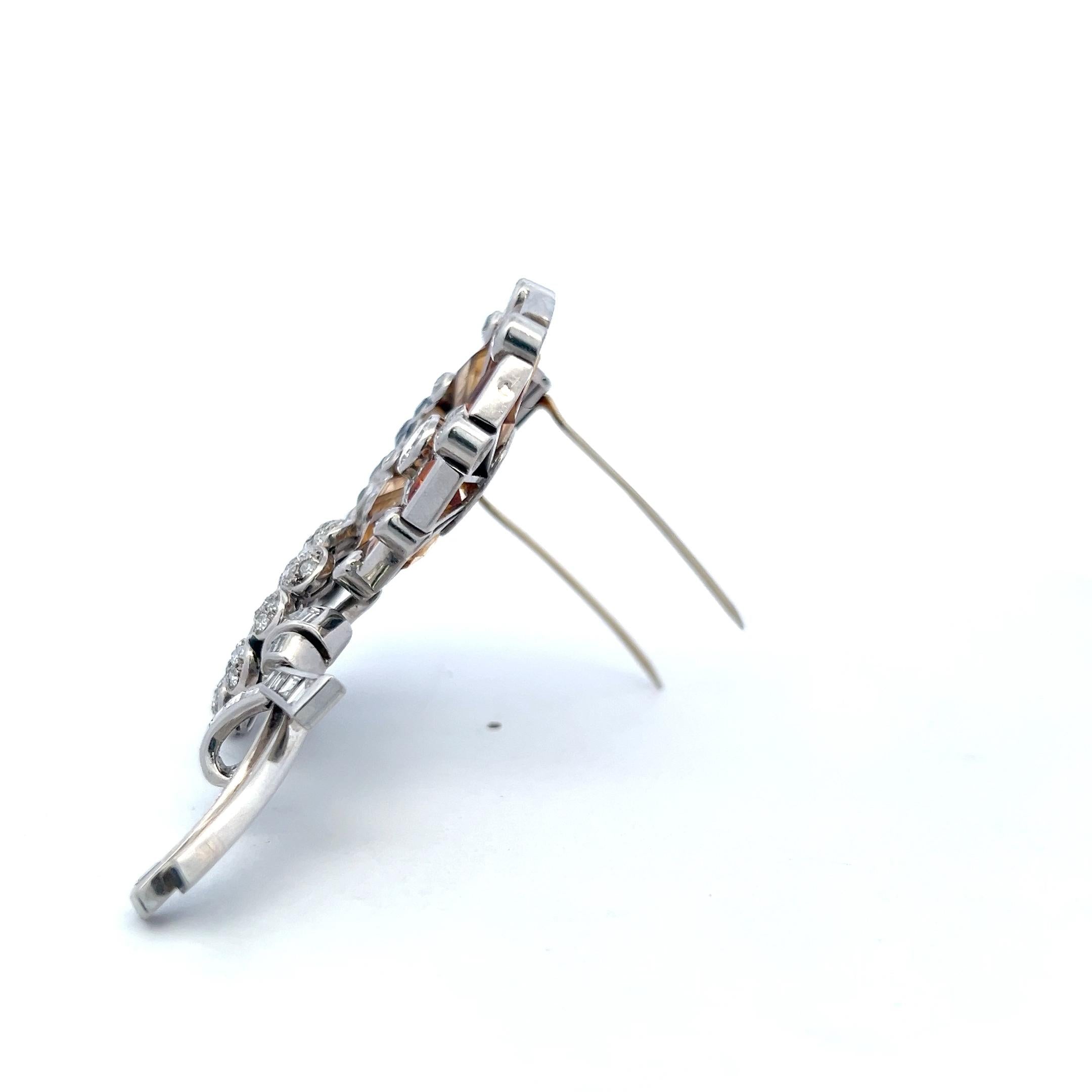 Estate 16K Gold Platinum Pin Brooch with 5ct Diamonds 3.5ct Sapphire and Citrine