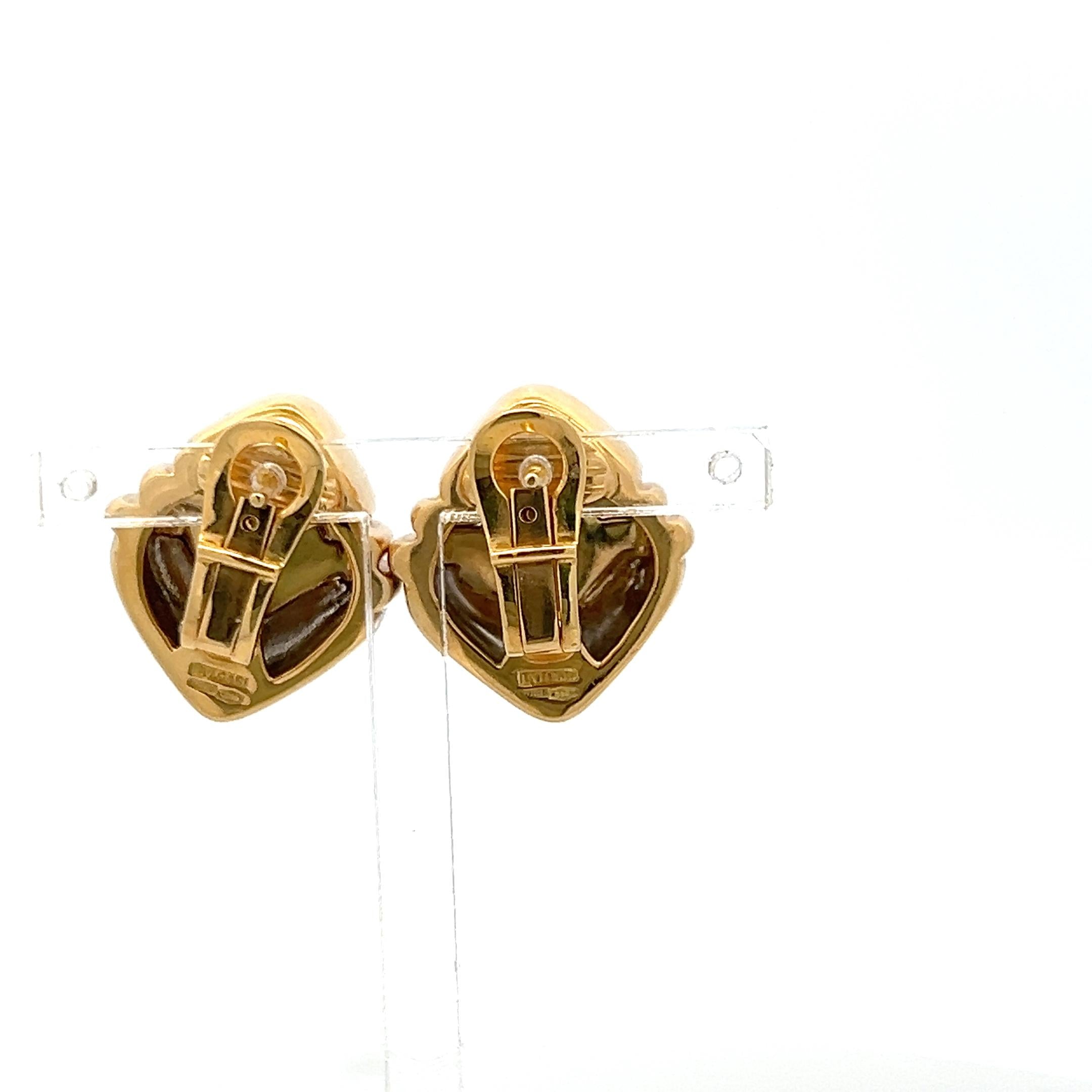 Bvlgari Vintage 18K Two-Tone Gold Silver Clip-On Earrings 24.52 Grams