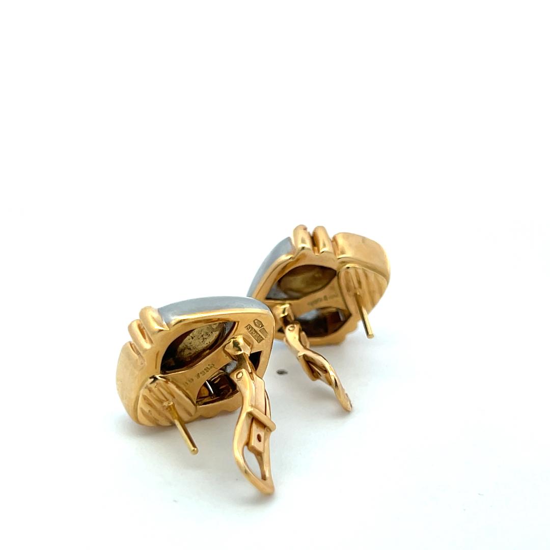 Bvlgari Vintage 18K Two-Tone Gold Silver Clip-On Earrings 24.52 Grams