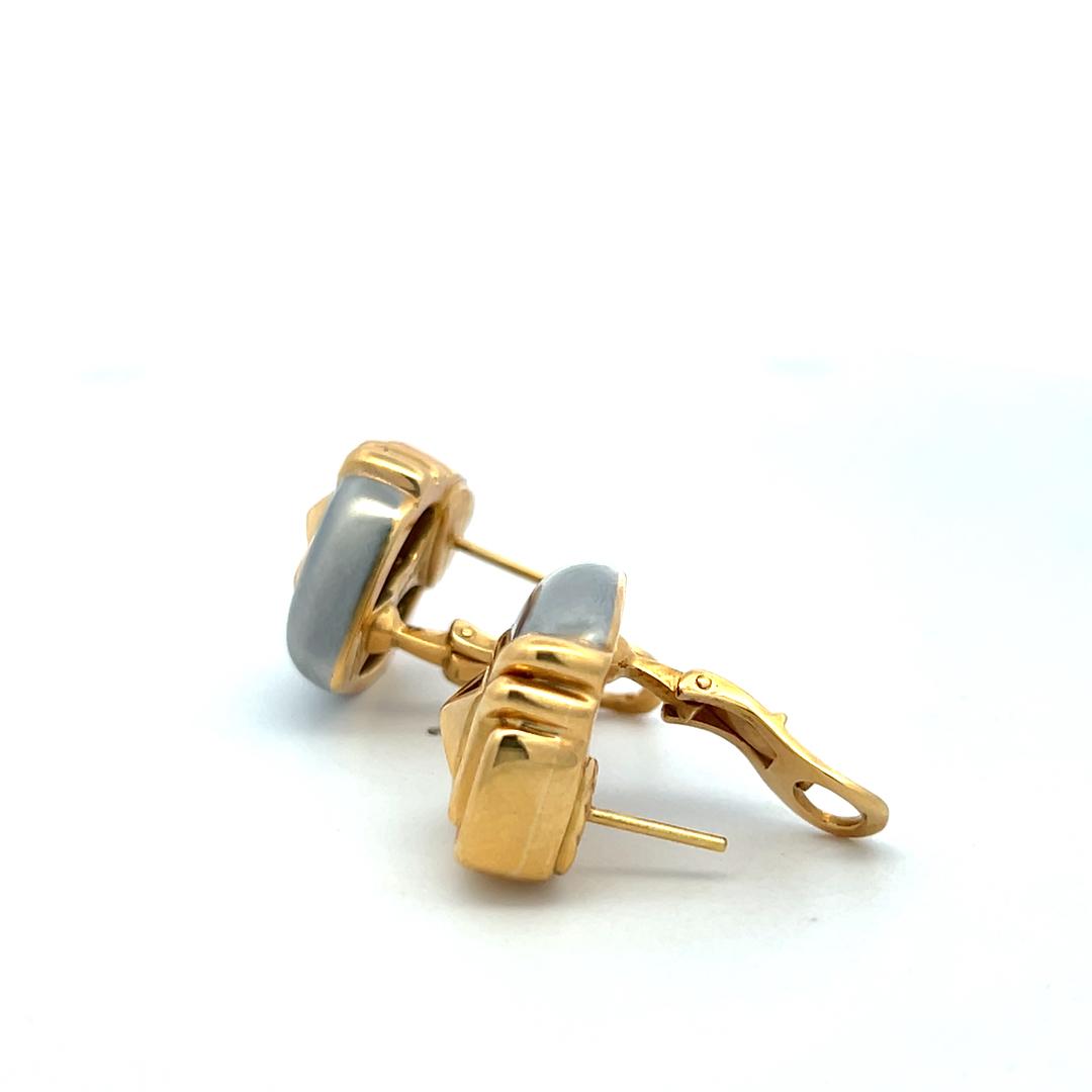 Bvlgari Vintage 18K Two-Tone Gold Silver Clip-On Earrings 24.52 Grams