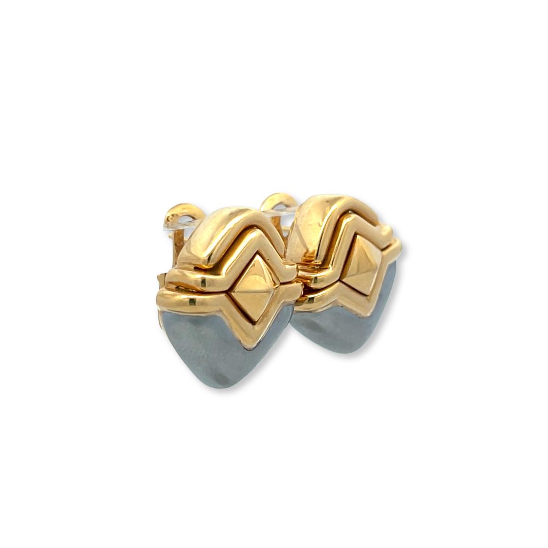 Bvlgari Vintage 18K Two-Tone Gold Silver Clip-On Earrings 24.52 Grams