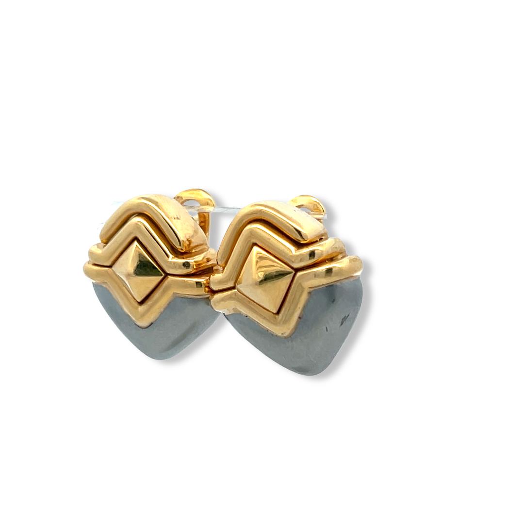 Bvlgari Vintage 18K Two-Tone Gold Silver Clip-On Earrings 24.52 Grams