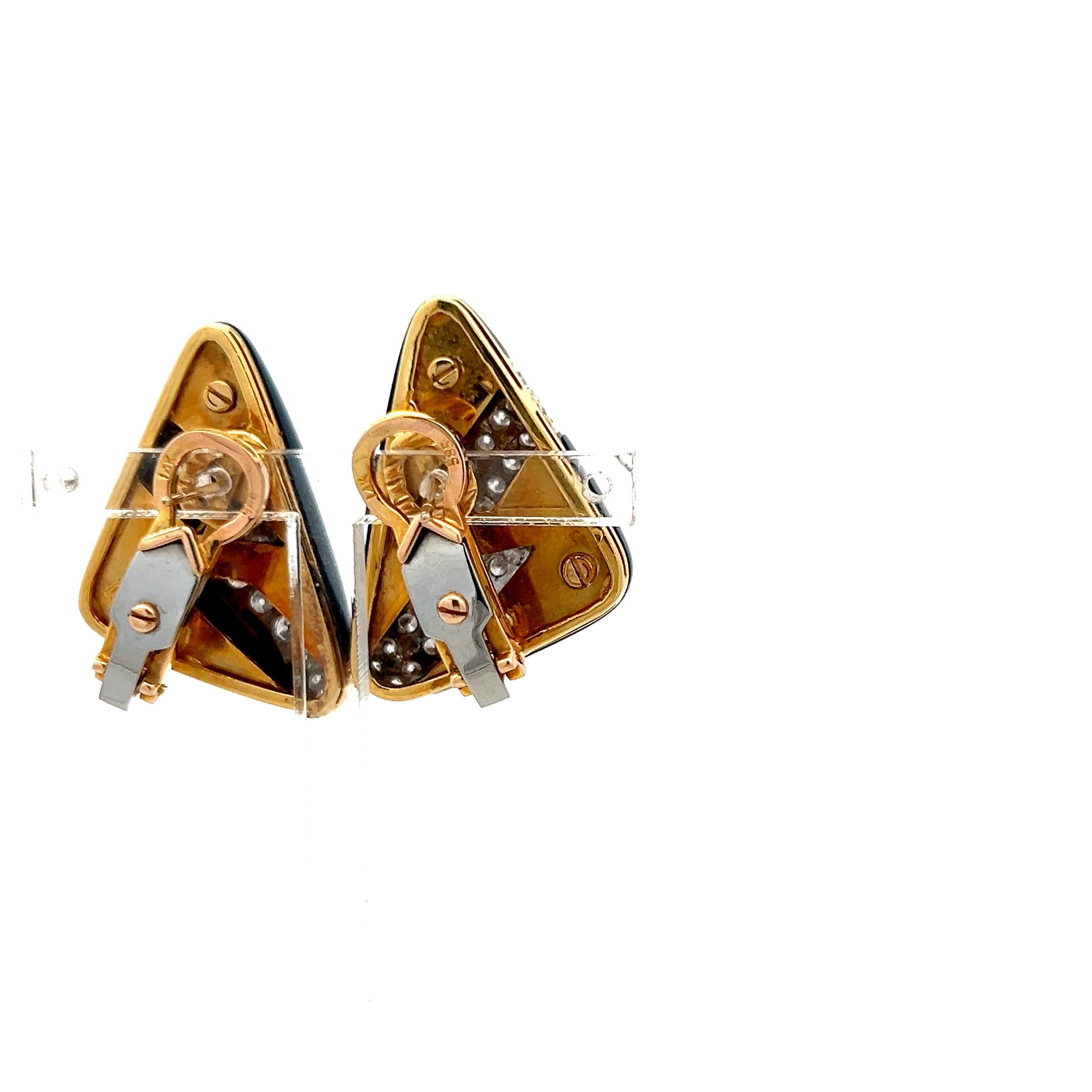 Vintage 14K Yellow Gold Clip-On Earrings with 1.56ct Round G VS Diamonds
