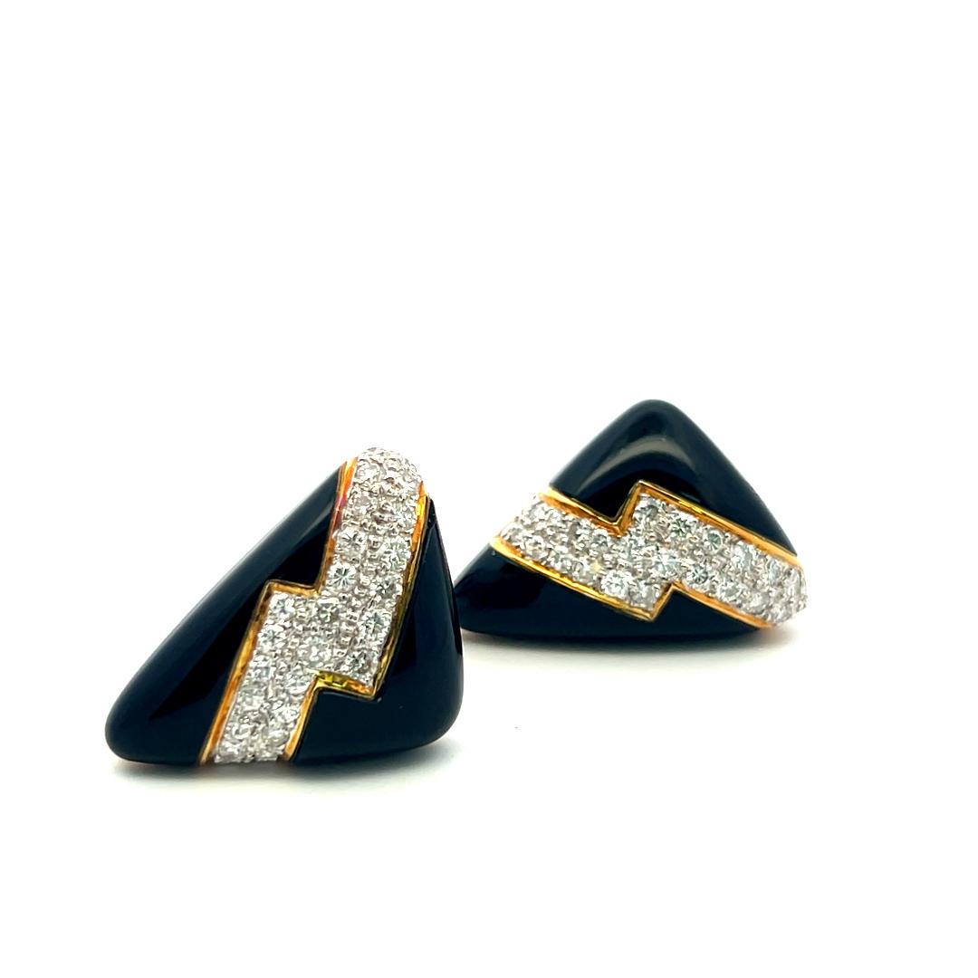 Vintage 14K Yellow Gold Clip-On Earrings with 1.56ct Round G VS Diamonds
