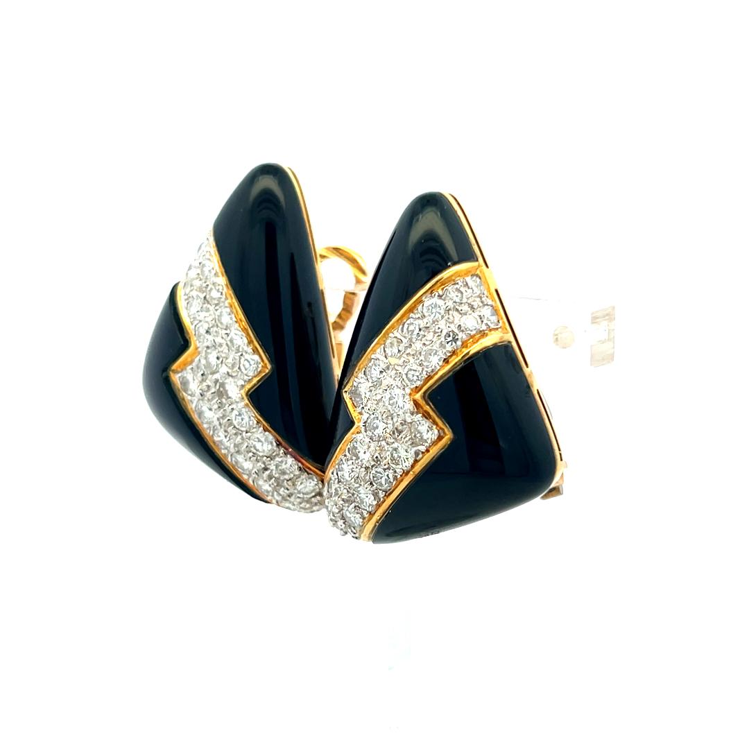 Vintage 14K Yellow Gold Clip-On Earrings with 1.56ct Round G VS Diamonds