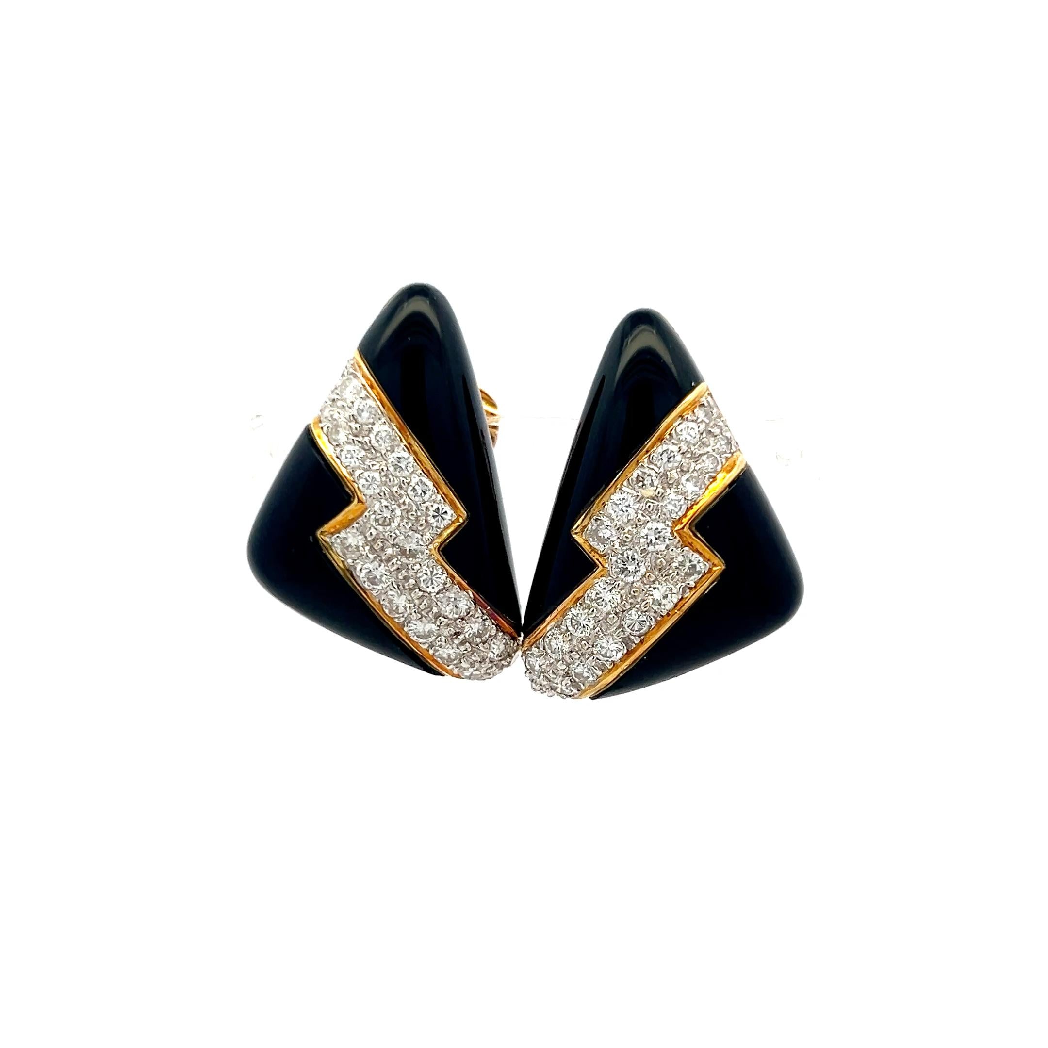 Vintage 14K Yellow Gold Clip-On Earrings with 1.56ct Round G VS Diamonds