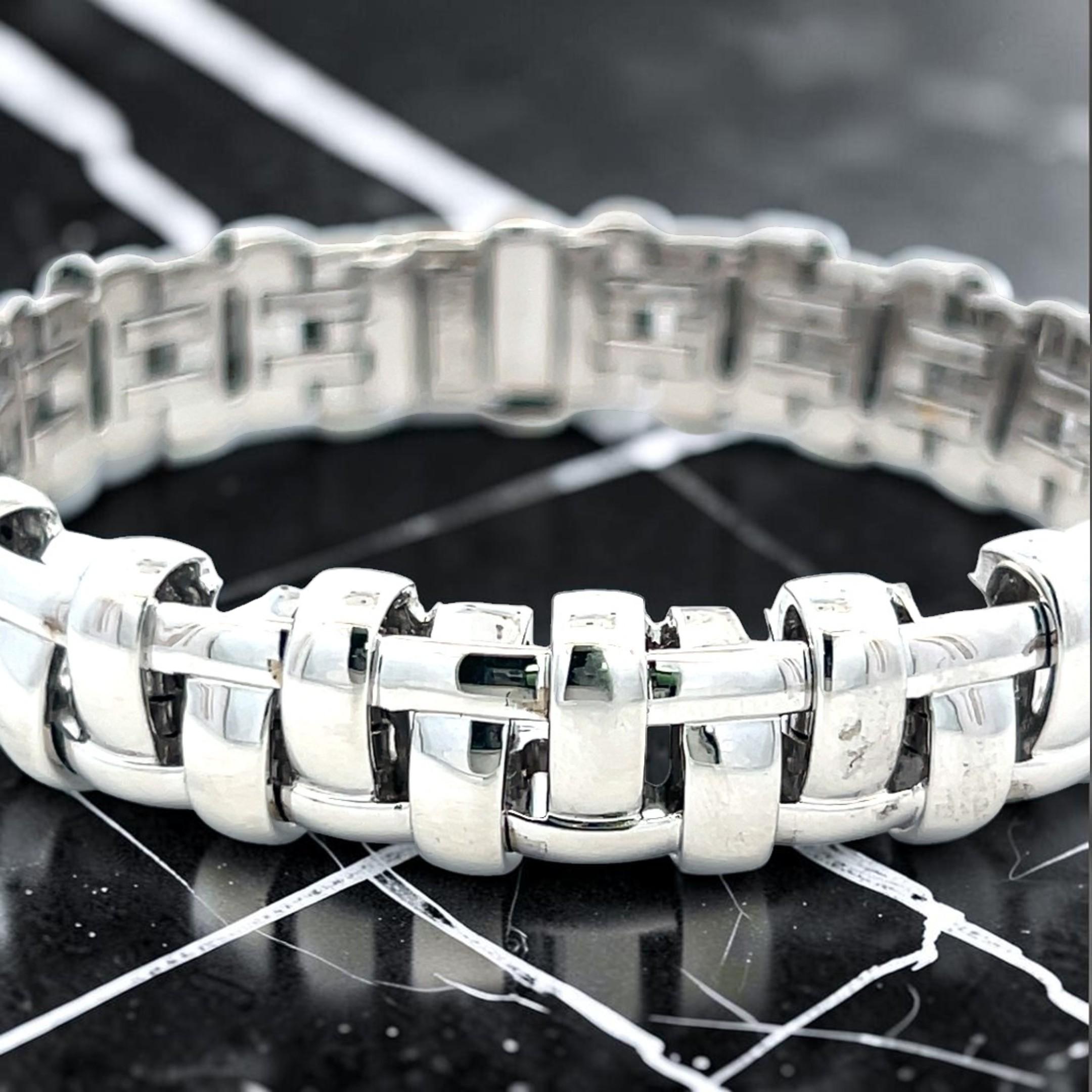 Tiffany & Co Vintage 18K White Gold Link Bracelet 53.95 Grams 7 Inches