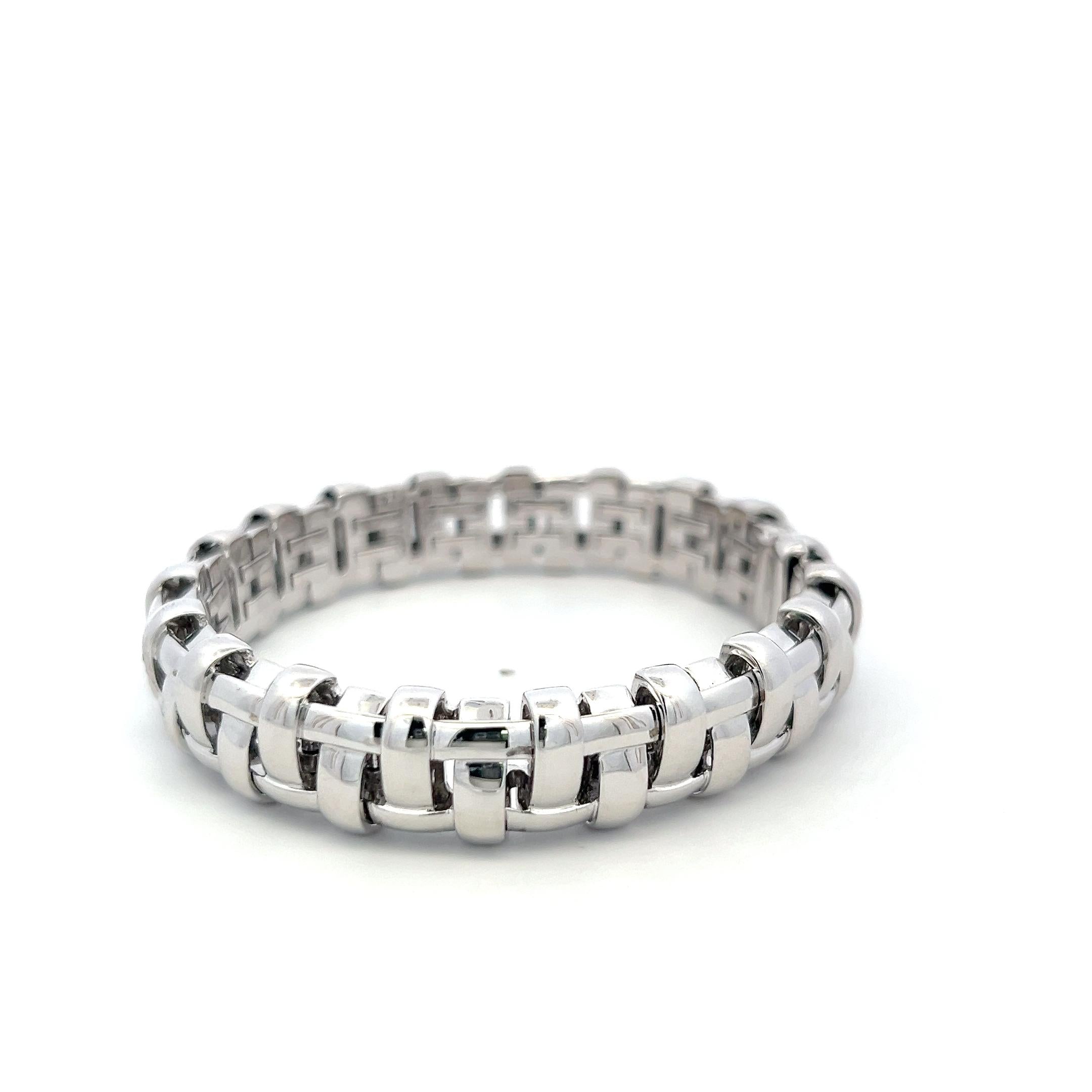 Tiffany & Co Vintage 18K White Gold Link Bracelet 53.95 Grams 7 Inches