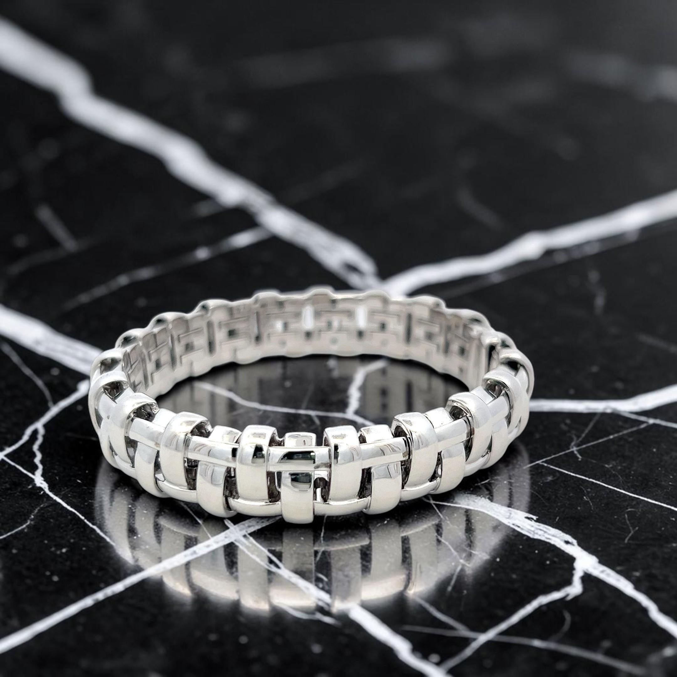 Tiffany & Co Vintage 18K White Gold Link Bracelet 53.95 Grams 7 Inches