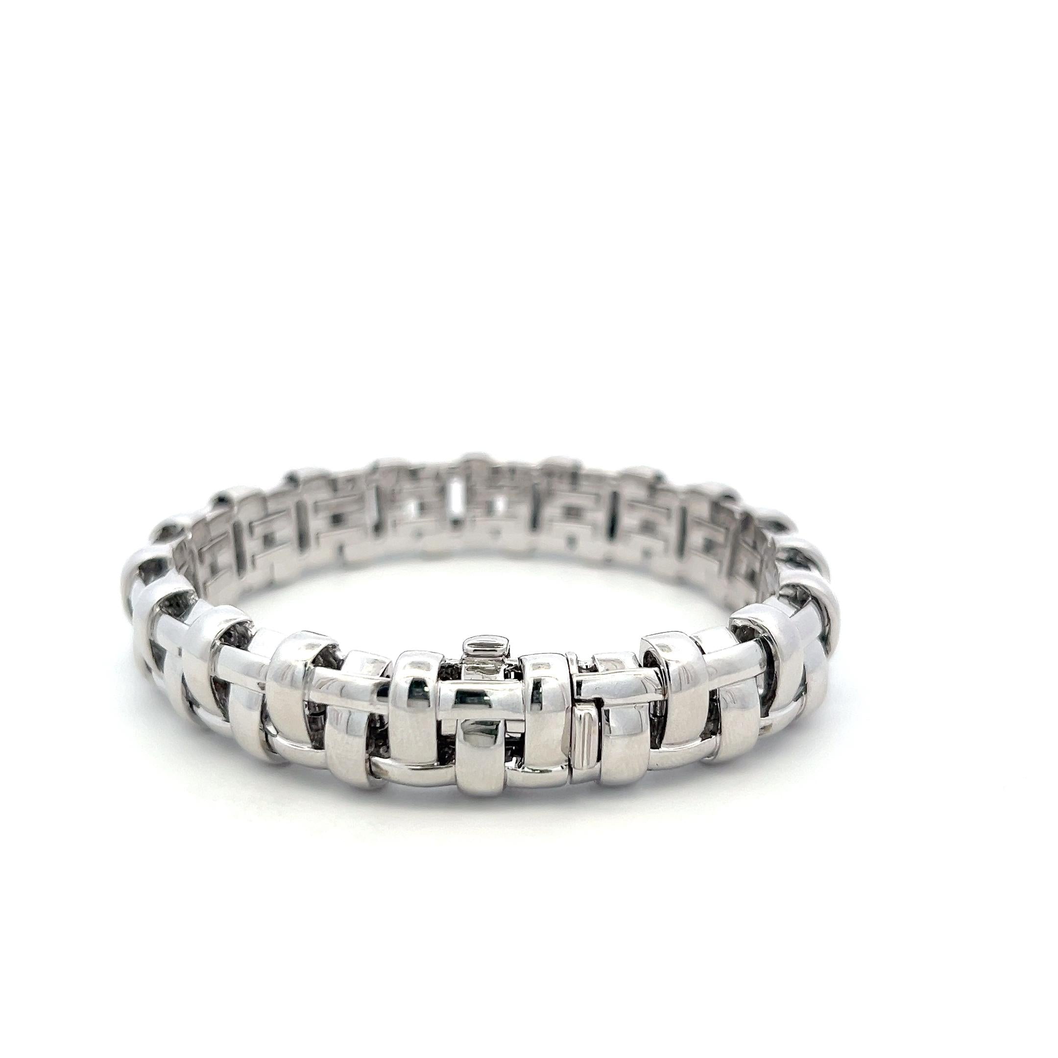 Tiffany & Co Vintage 18K White Gold Link Bracelet 53.95 Grams 7 Inches