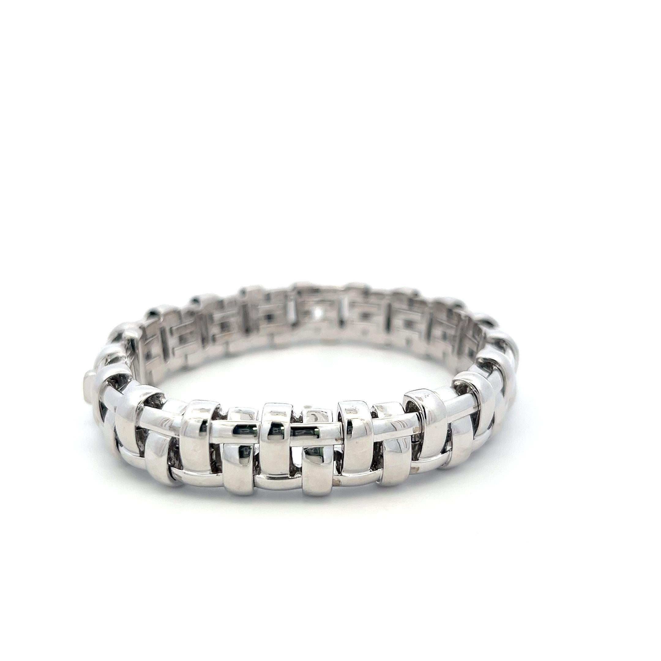 Tiffany & Co Vintage 18K White Gold Link Bracelet 53.95 Grams 7 Inches