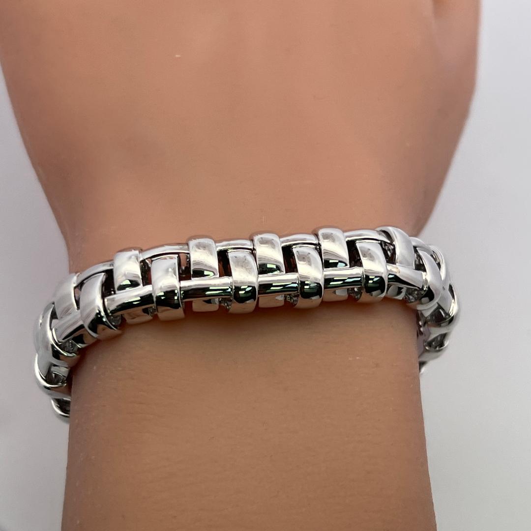 Tiffany & Co Vintage 18K White Gold Link Bracelet 53.95 Grams 7 Inches